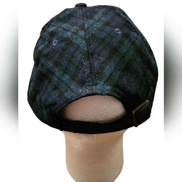Vtg HTF Old Course St Andrews Gold Hat Green & Blue Plaid With Blue Suede Brim - Picture 3 of 9